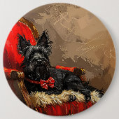Skye Terrier Hond Kerstfeest Ronde Button 6,0 Cm (Voorkant)