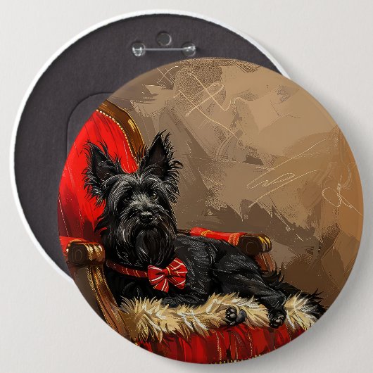 Skye Terrier Hond Kerstfeest Ronde Button 6,0 Cm (Voorkant /achterkant)