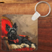 Skye Terrier Hond Kerstfeest Sleutelhanger (Achterkant)