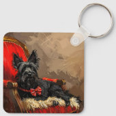 Skye Terrier Hond Kerstfeest Sleutelhanger (Achterkant)