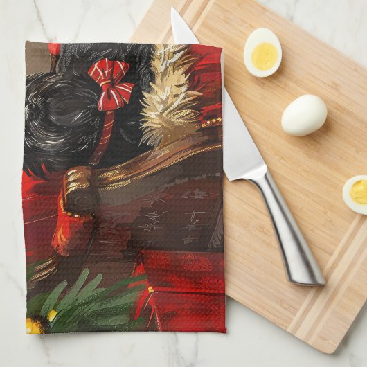 Skye Terrier Hond Kerstfeest Theedoek (Quarter Fold)