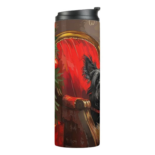 Skye Terrier Hond Kerstfeest Thermosbeker (Gedraaid links)