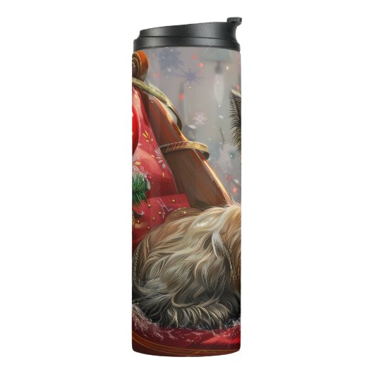 Skye Terrier Hond Kerstfeest Thermosbeker (Gedraaid links)