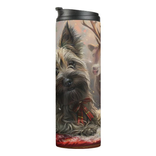 Skye Terrier Hond Kerstfeest Thermosbeker (Geroteerd rechts)