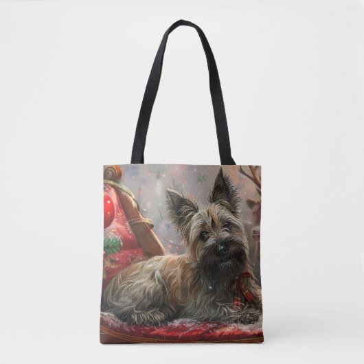 Skye Terrier Hond Kerstfeest Tote Bag (Voorkant)