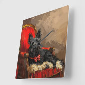 Skye Terrier Hond Kerstfeest Vierkante Klok (Hoek)