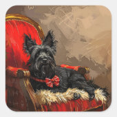 Skye Terrier Hond Kerstfeest Vierkante Sticker (Voorkant)