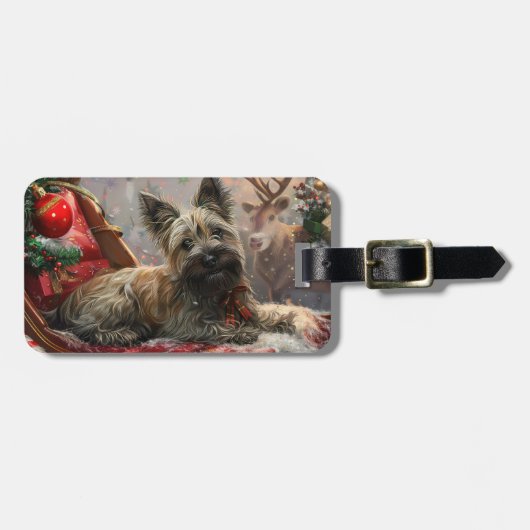 Skye Terrier hond Kerstmis Festief Bagagelabel (Voorkant horizontaal)