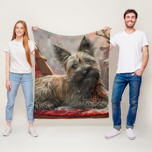 Skye Terrier hond Kerstmis Festief Fleece Deken (In situ)