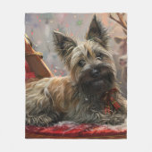 Skye Terrier hond Kerstmis Festief Fleece Deken (Voorkant)