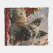 Skye Terrier hond Kerstmis Festief Fleece Deken (Voorkant (Horizontaal))
