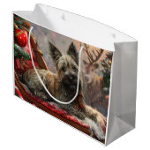 Skye Terrier hond Kerstmis Festief Groot Cadeauzakje (Achterkant Gekanteld)
