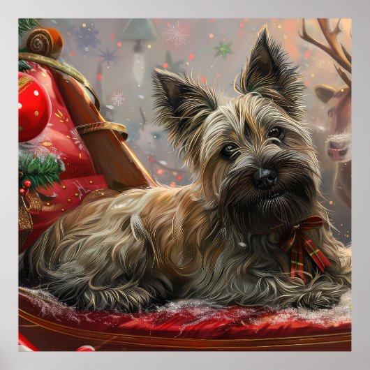 Skye Terrier hond Kerstmis Festief Poster (Voorkant)