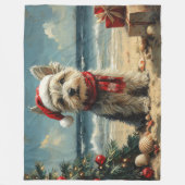 Skye Terrier Hond Kerstmis Vintage Strand Fleece Deken (Voorkant)