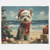 Skye Terrier Hond Kerstmis Vintage Strand Fleece Deken (Voorkant (Horizontaal))