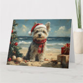Skye Terrier Hond Kerstmis Vintage Strand Kaart (Voorkant)
