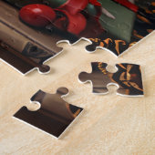 Skye Terrier Hond Met Kerstcadeaus Open haard Legpuzzel (Zijkant)