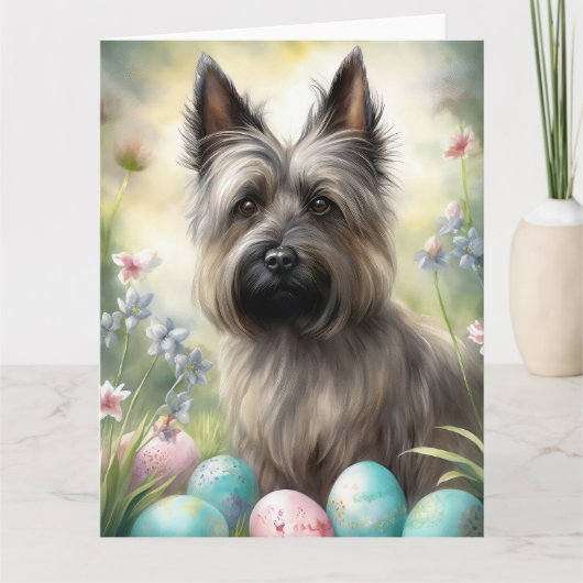 Skye Terrier Hond met Paaseieren Vakantie Kaart (Voorkant)