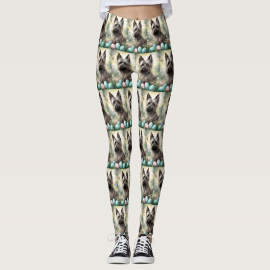 Skye Terrier Hond met Paaseieren Vakantie Leggings (Voorkant)