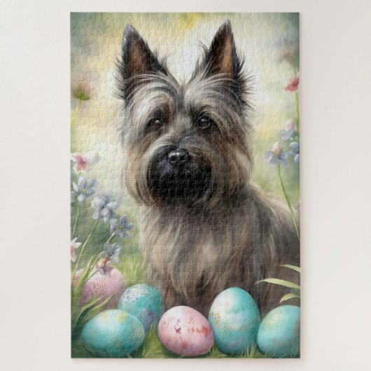 Skye Terrier Hond met Paaseieren Vakantie Legpuzzel (Verticaal)