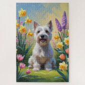 Skye Terrier Hond Spring Bloemen Schilderen Legpuzzel (Verticaal)