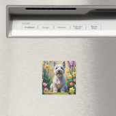 Skye Terrier Hond Spring Bloemen Schilderen Magneet (Insitu (Vaatwasser))