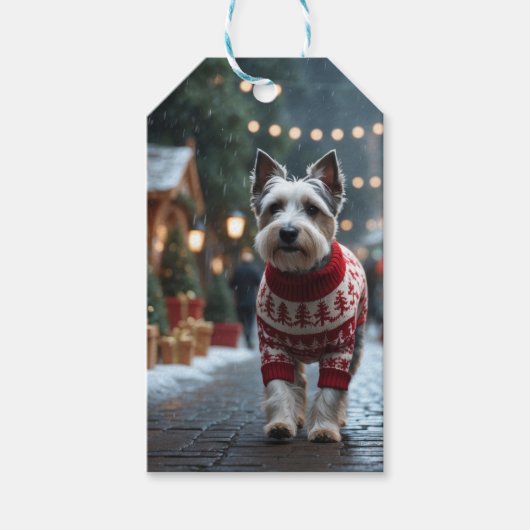 Skye Terrier Honden Kerst Sneeuw Vakantie  Cadeaulabel (Voorkant)