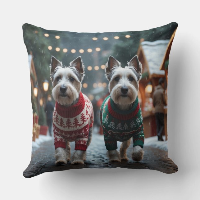 Skye Terrier Honden Kerst Sneeuw Vakantie  Kussen (Achterkant)