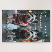 Skye Terrier Honden Kerst Sneeuw Vakantie  Legpuzzel (Horizontaal)