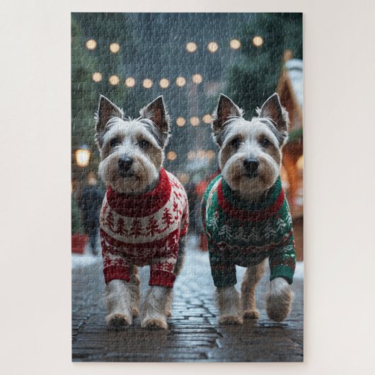 Skye Terrier Honden Kerst Sneeuw Vakantie  Legpuzzel (Verticaal)