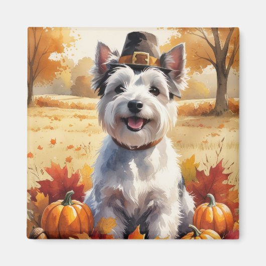 Skye Terrier in de herfst verlaat Thanksgiving kun Magneet (Voorkant)