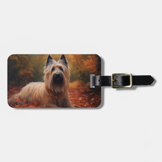 Skye Terrier in Herfst laat Herfst inspireren Bagagelabel (Voorkant horizontaal)