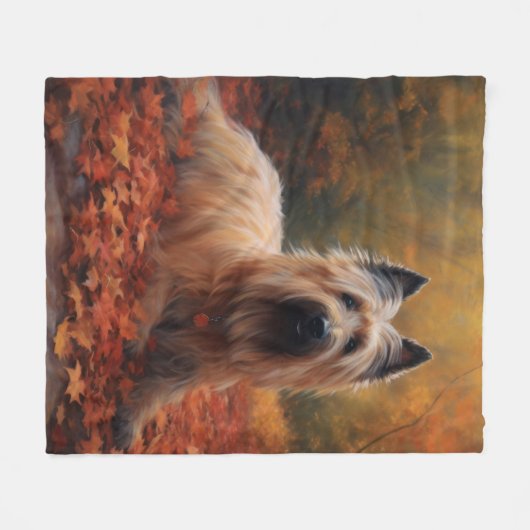 Skye Terrier in Herfst laat Herfst inspireren Fleece Deken (Voorkant (Horizontaal))