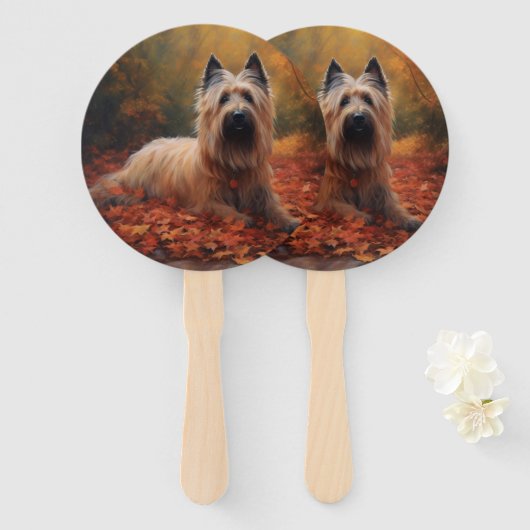 Skye Terrier in Herfst laat Herfst inspireren Handwaaier (Voorkant en achterkant)