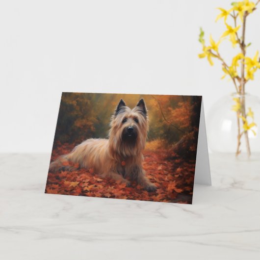 Skye Terrier in Herfst laat Herfst inspireren Kaart (Gele Bloem)