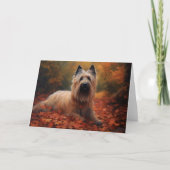 Skye Terrier in Herfst laat Herfst inspireren Kaart (Voorkant)