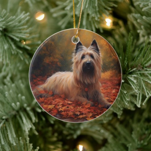 Skye Terrier in Herfst laat Herfst inspireren Keramisch Ornament (Boom)
