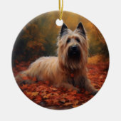 Skye Terrier in Herfst laat Herfst inspireren Keramisch Ornament (Voorkant)