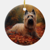 Skye Terrier in Herfst laat Herfst inspireren Keramisch Ornament (Achterkant)