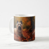 Skye Terrier in Herfst laat Herfst inspireren Koffiemok (Voorkant links)