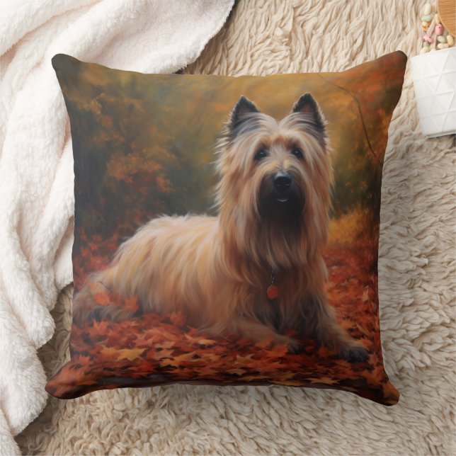Skye Terrier in Herfst laat Herfst inspireren Kussen (Deken)