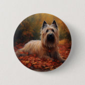 Skye Terrier in Herfst laat Herfst inspireren Ronde Button 5,7 Cm (Voorkant)