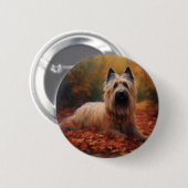 Skye Terrier in Herfst laat Herfst inspireren Ronde Button 5,7 Cm (Voorkant /achterkant)