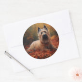 Skye Terrier in Herfst laat Herfst inspireren Ronde Sticker (Envelop)