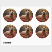 Skye Terrier in Herfst laat Herfst inspireren Ronde Sticker (Vel)