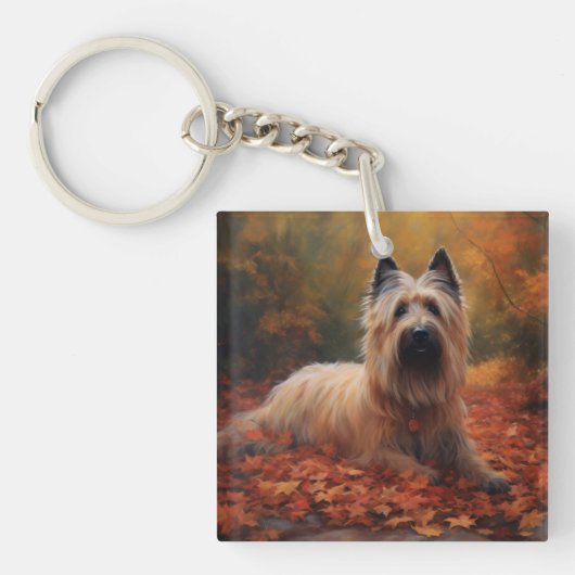 Skye Terrier in Herfst laat Herfst inspireren Sleutelhanger (Voorkant)