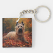 Skye Terrier in Herfst laat Herfst inspireren Sleutelhanger (Achterkant)