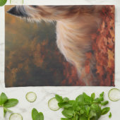 Skye Terrier in Herfst laat Herfst inspireren Theedoek (Gevouwen)