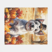 Skye Terrier in Herfstbladeren Thanksgiving Kunst Fleece Deken (Voorkant (Horizontaal))