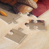 Skye Terrier in Herfstbladeren Thanksgiving Kunst Legpuzzel (Zijkant)